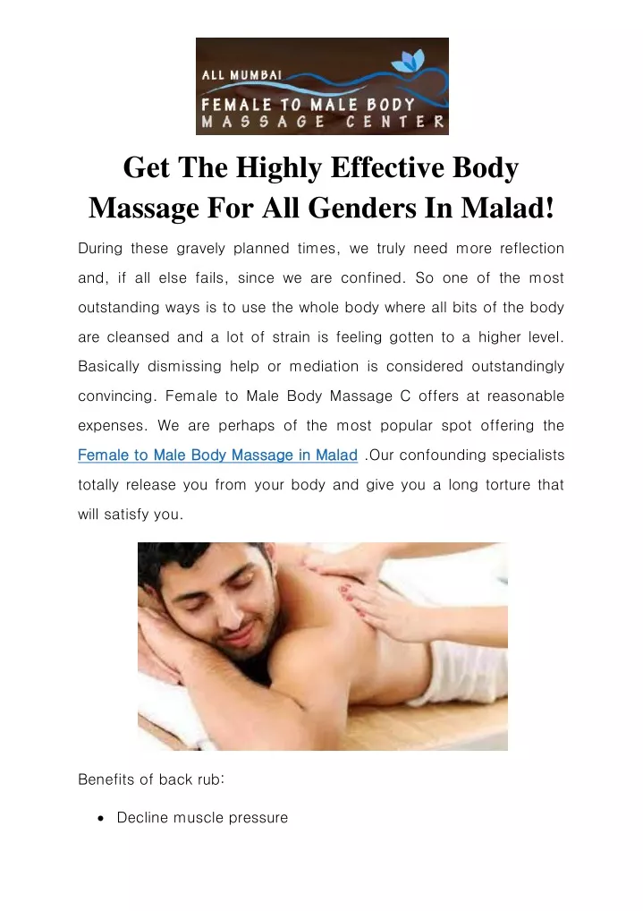 get the highly effective body massage