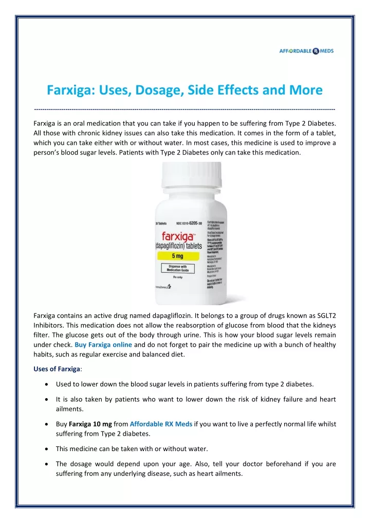 farxiga uses dosage side effects and more