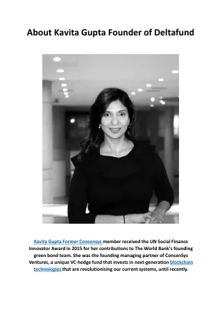 about kavita gupta founder of deltafund