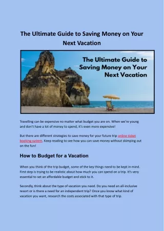The Ultimate Guide to Saving Money on Your Next Vacation