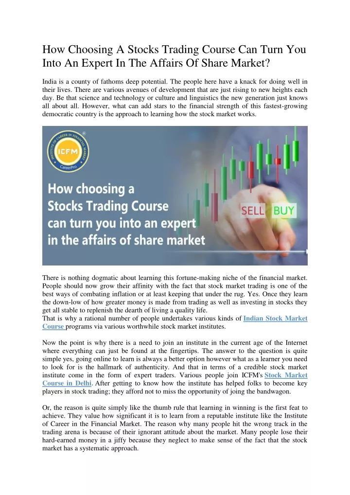 how choosing a stocks trading course can turn