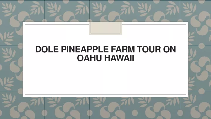 dole pineapple farm tour on oahu hawaii