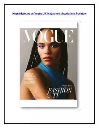 Huge Discount on Vogue UK Magazine Subscriptions buy now