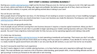 WHY START A MOBILE CATERING BUSINESS
