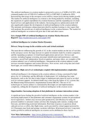 the artificial intelligence in aviation market