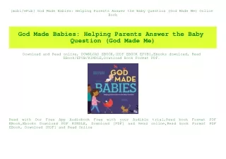 {mobiePub} God Made Babies Helping Parents Answer the Baby Question (God Made Me) Online Book