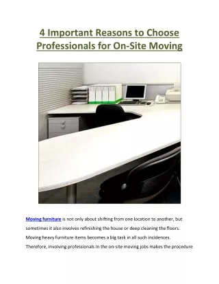 4 Important Reasons to Choose Professionals for On-Site Moving