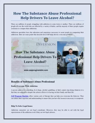 how the substance abuse professional help drivers