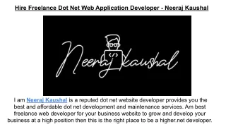Neeraj Kaushal Freelance Dot Net Web Application Developer