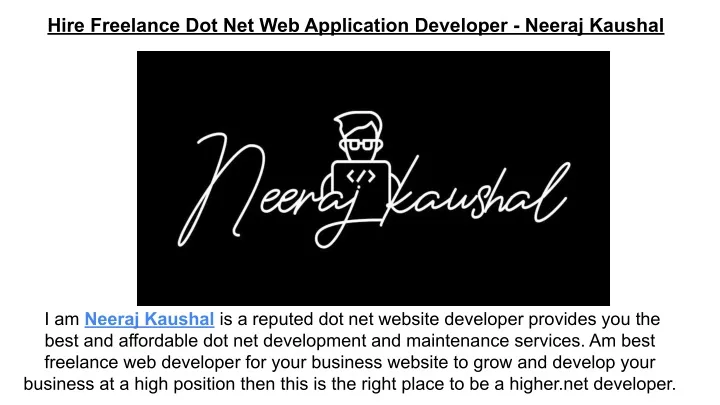 hire freelance dot net web application developer