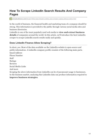 how to scrape linkedin search results and company