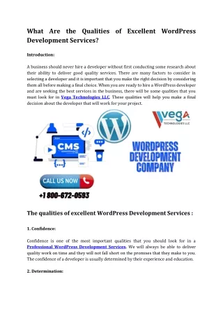 What are the qualities of excellent WordPress Development Services