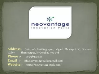 Contract Research & Manufacturing Organization in India |neovantage-park