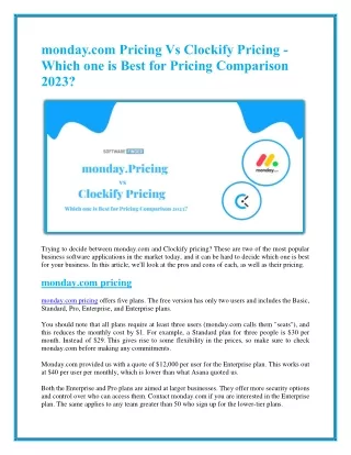 monday com pricing vs clockify pricing which
