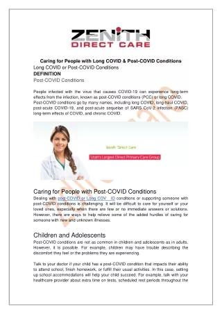 Caring for People with Long COVID & Post-COVID Conditions