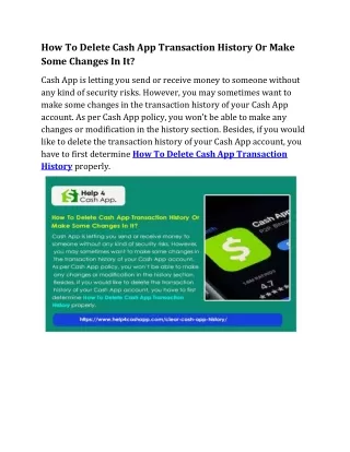 How To Delete Cash App Transaction History Or Make Some Changes In It