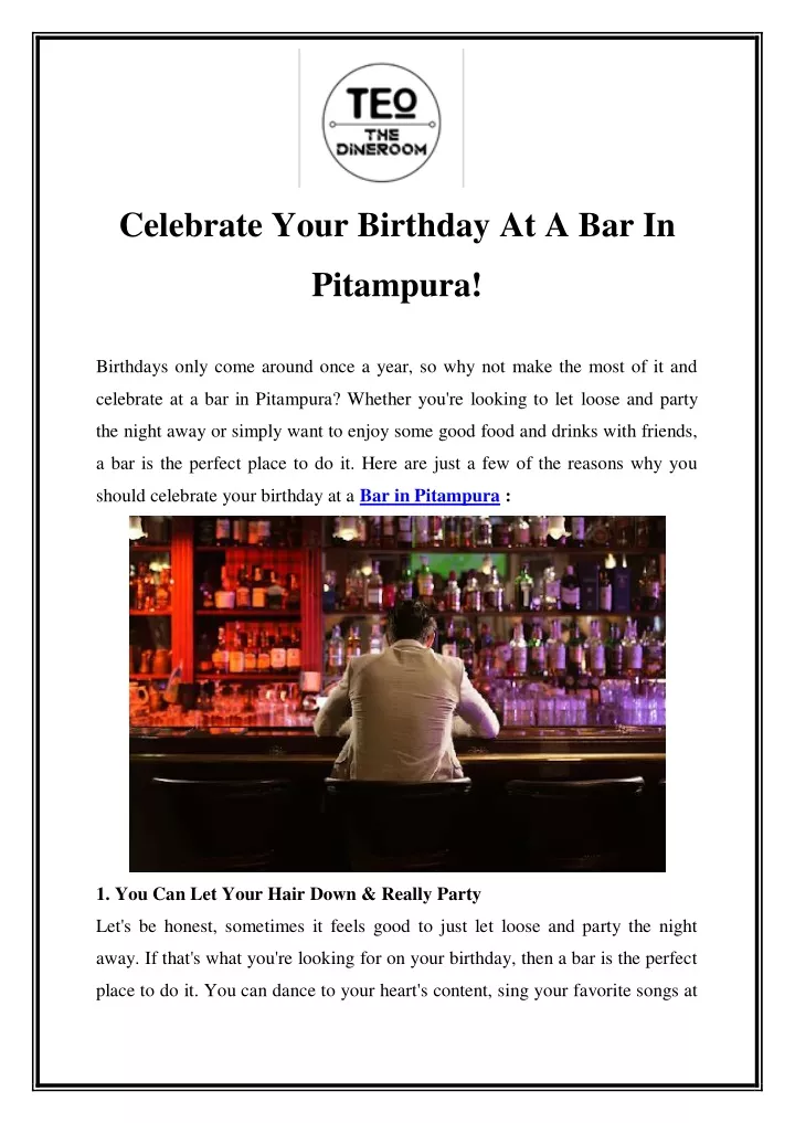 celebrate your birthday at a bar in