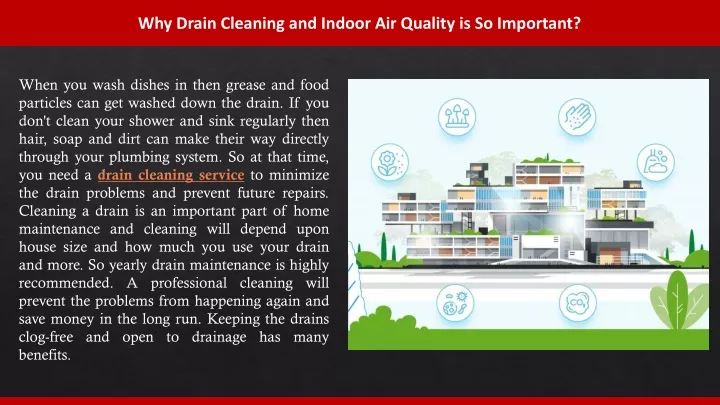 why drain cleaning and indoor air quality