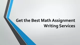 Get the Best Math Assignment Writing Services