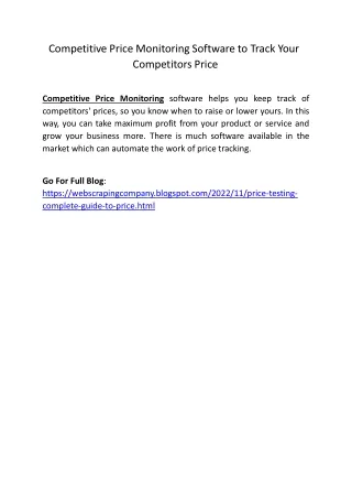 competitive price monitoring software to track