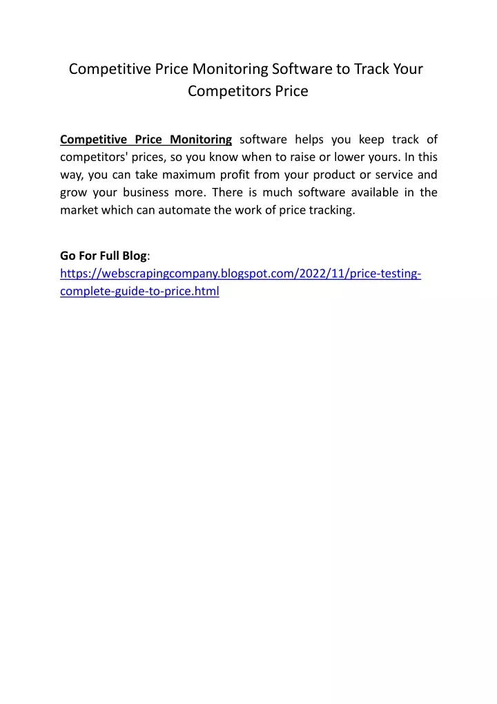 competitive price monitoring software to track