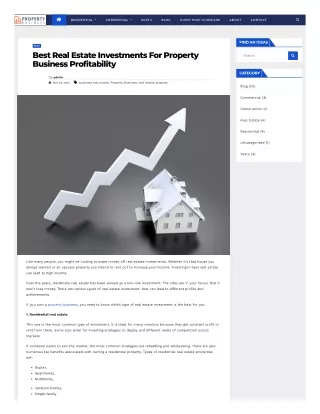 Best Real Estate Investments For Property Business Profitability