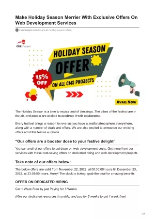 Holiday Exclusive Offers On Web Development Services