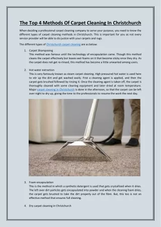 The Top 4 Methods Of Carpet Cleaning In Christchurch