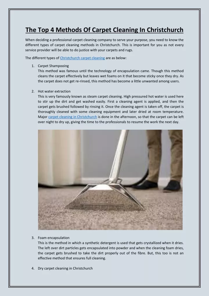the top 4 methods of carpet cleaning