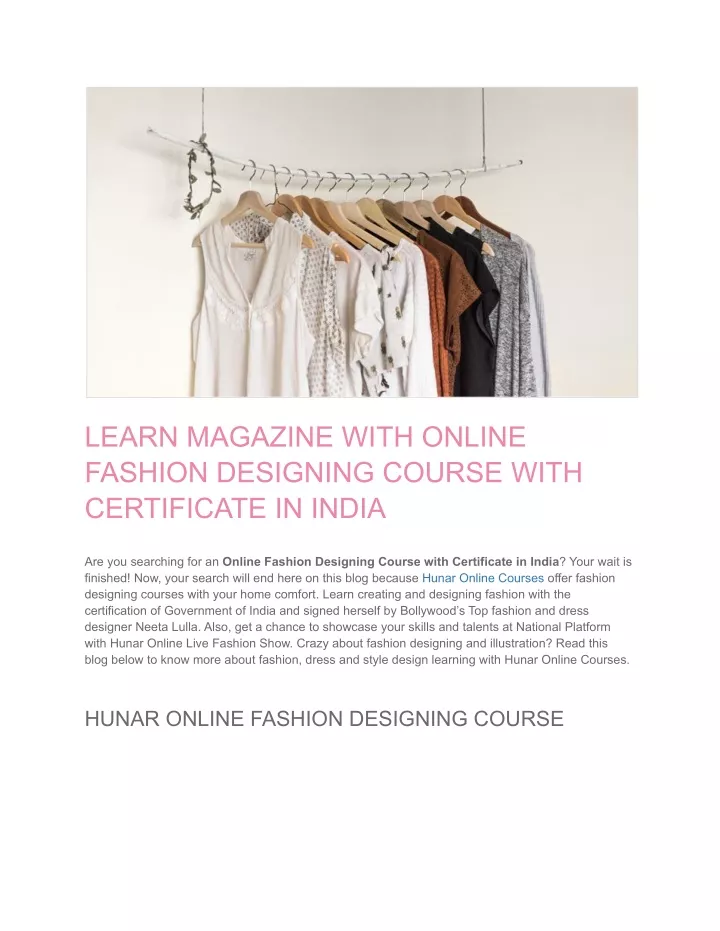 learn magazine with online fashion designing
