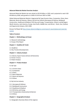advanced materials market overview analysis