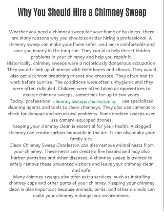 Why You Should Hire a Chimney Sweep