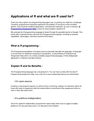 applications of r and what are r used for