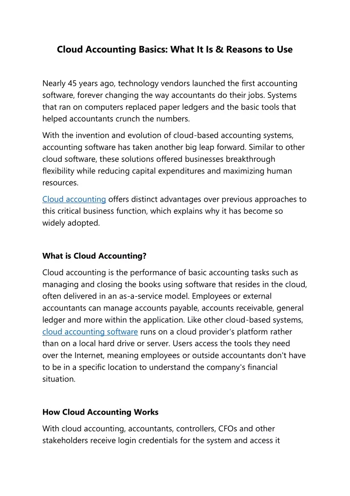 cloud accounting basics what it is reasons to use