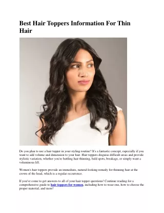 Best Hair Toppers Information For Thin Hair