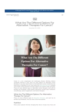 What Are The Different Options For Alternative Therapies For Cancer?