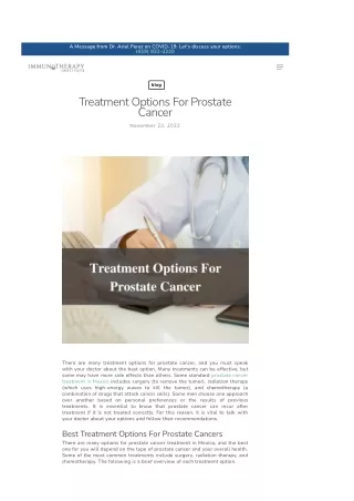 Treatment Options For Prostate Cancer