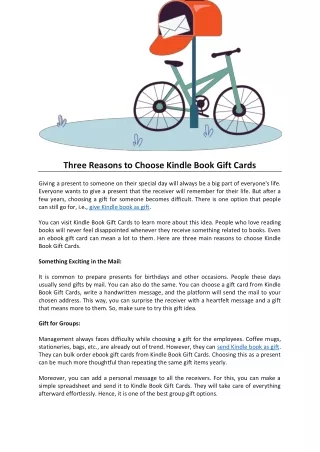 Three Reasons to Choose Kindle Book Gift Cards