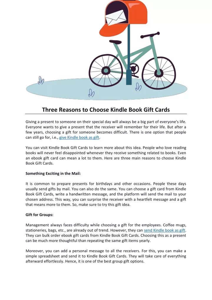 three reasons to choose kindle book gift cards