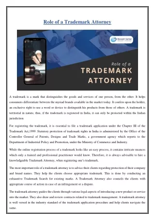 Role of a Trademark Attorney