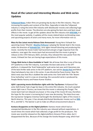 read all the latest and interesting movies