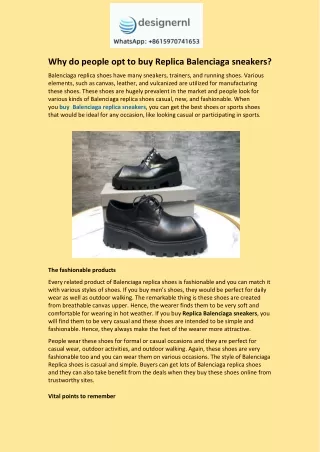 Why do people opt to buy Replica Balenciaga sneakers?