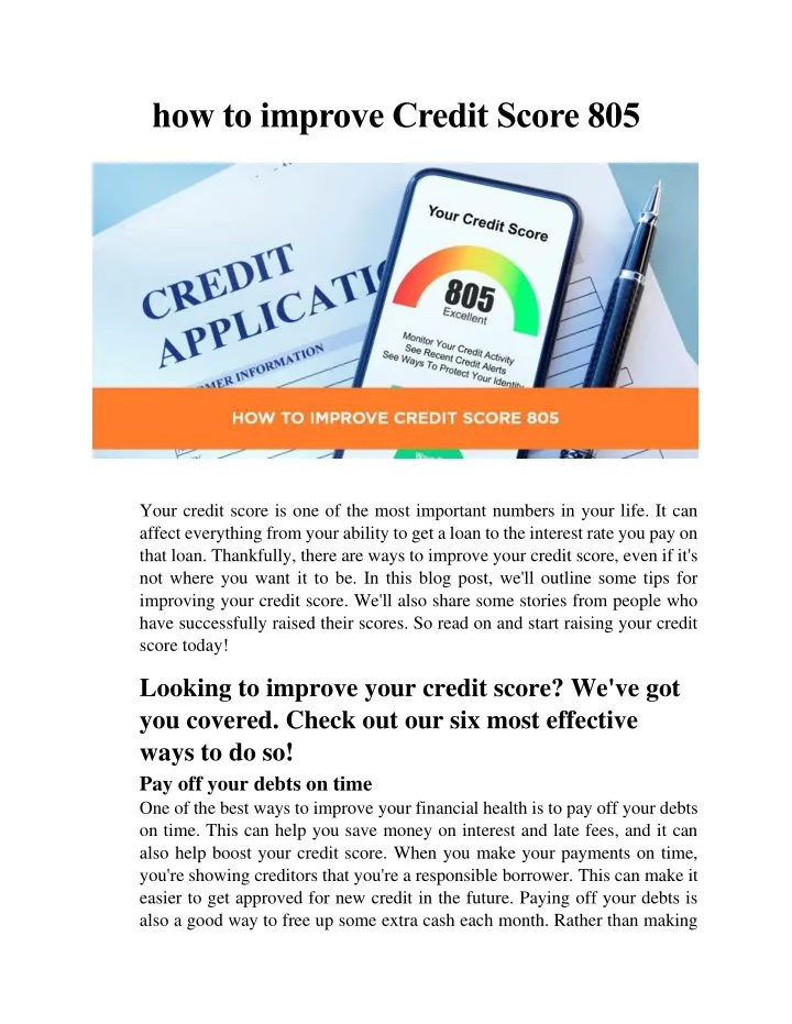 how to improve credit score 805