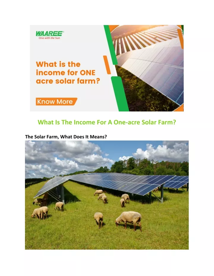 what is the income for a one acre solar farm