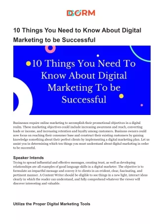 10 Things You Need to Know About Digital Marketing to be Successful