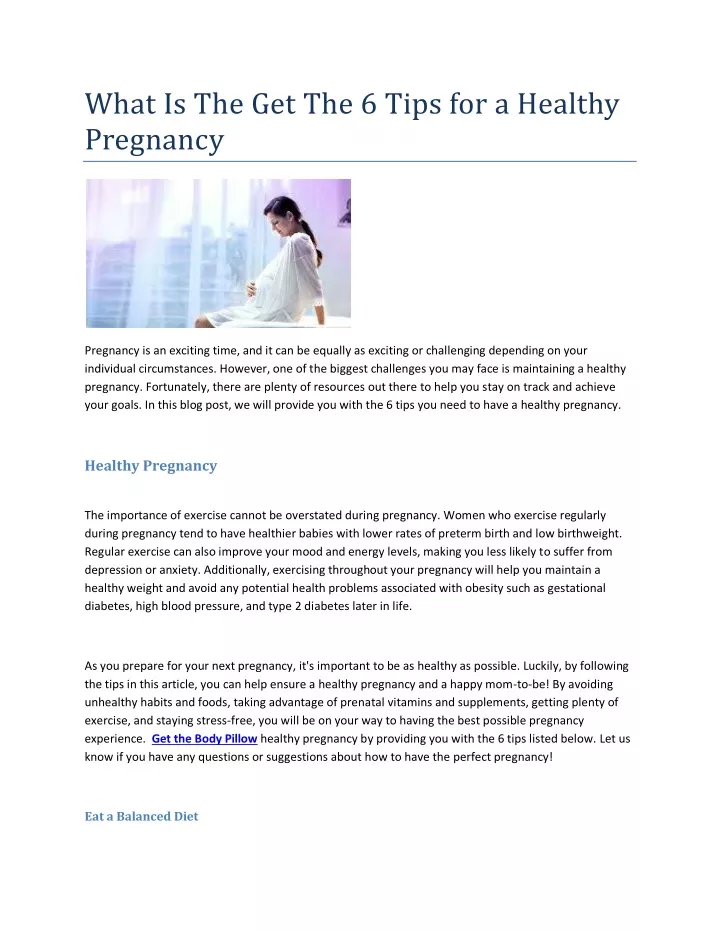 what is the get the 6 tips for a healthy pregnancy