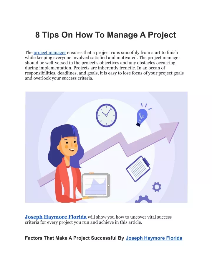 8 tips on how to manage a project