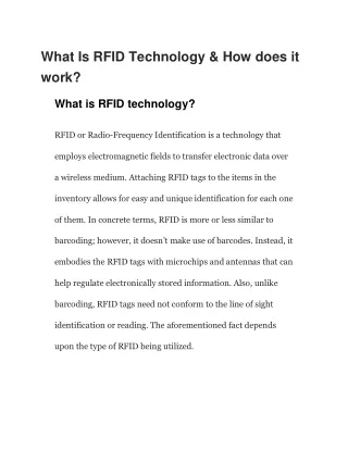 What Is RFID Technology & How does it work