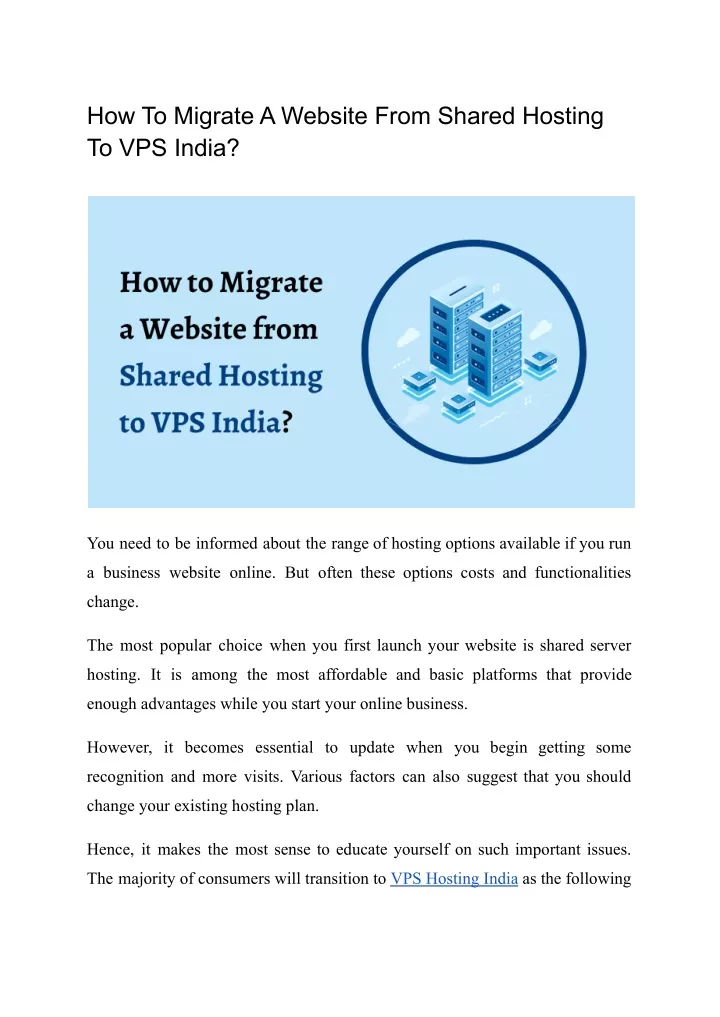 how to migrate a website from shared hosting