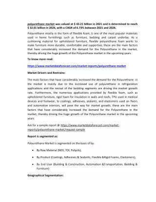 polyurethane market was valued at 43 21 billion